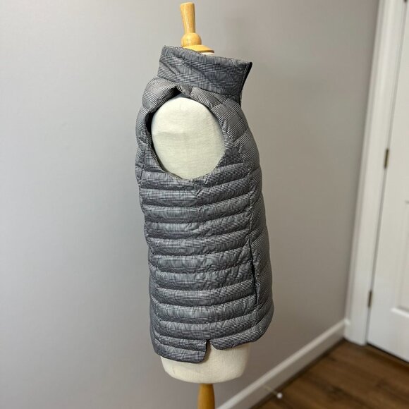 NEW Lands End Black White Check Down Puffer Vest Sz S - Picture 3 of 11